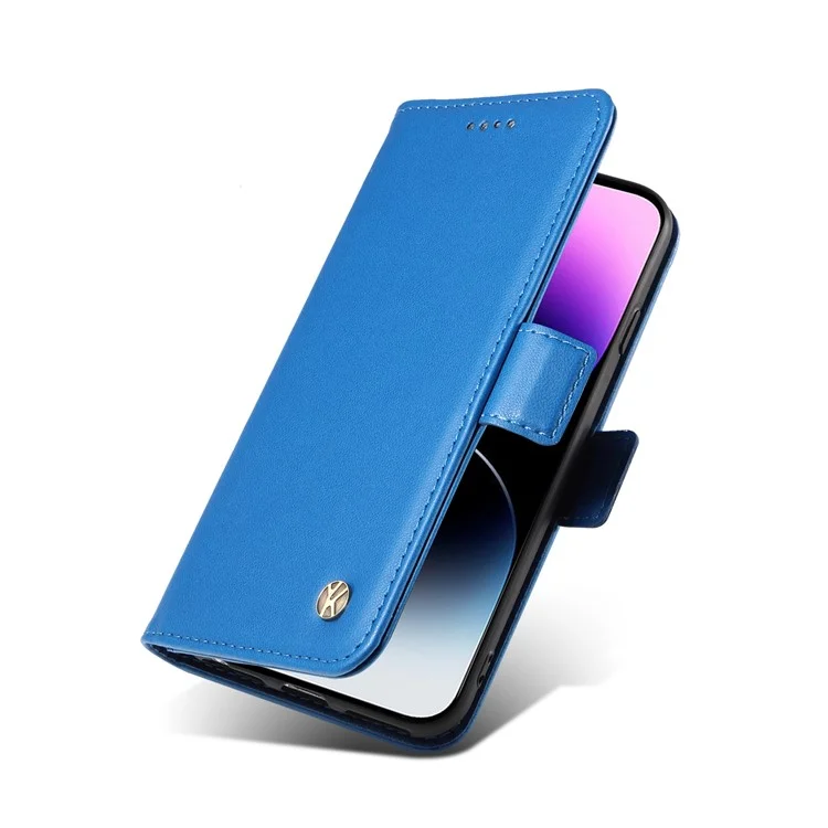 YIKATU YK-003 Für iPhone 14 Pro Max PU Leder Handyhülle Brieftasche Stand Stoßfest Hülle - Himmelblau