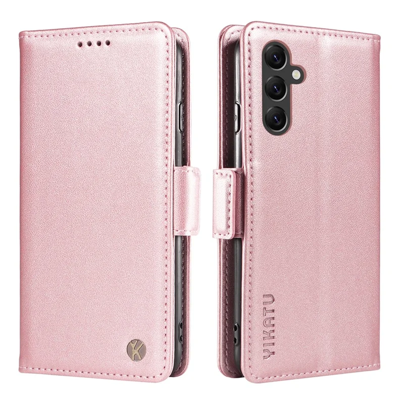 YIKATU YK-003 For Samsung Galaxy A14 5G / 4G Wallet Case PU Leather Inner TPU Stand Phone Cover - Rose Gold