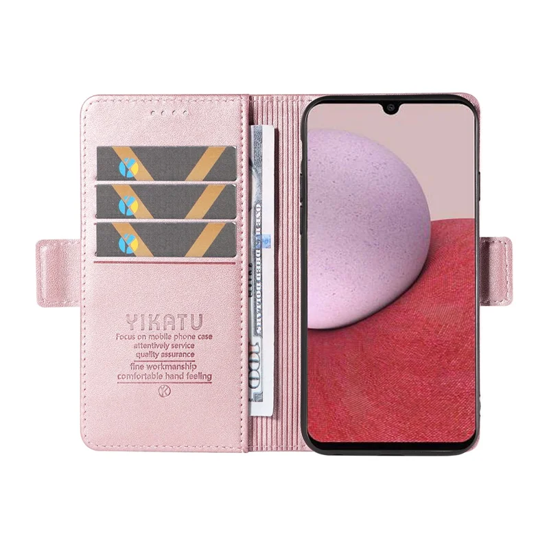 YIKATU YK-003 For Samsung Galaxy A14 5G / 4G Wallet Case PU Leather Inner TPU Stand Phone Cover - Rose Gold