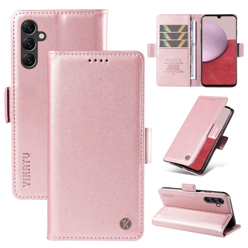 YIKATU YK-003 For Samsung Galaxy A14 5G / 4G Wallet Case PU Leather Inner TPU Stand Phone Cover - Rose Gold
