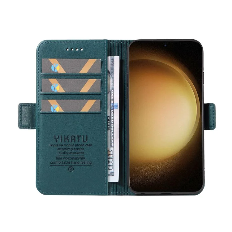 YIKATU YK-003 Para Samsung Galaxy S23 Funda de Cartera Flip Folio de Piel Sintética Soporte Magnético para Teléfono - Verde