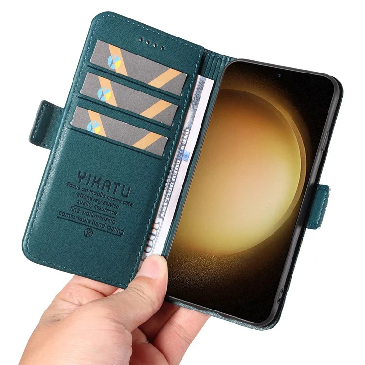 YIKATU YK-003 Para Samsung Galaxy S23 Funda de Cartera Flip Folio de Piel Sintética Soporte Magnético para Teléfono - Verde