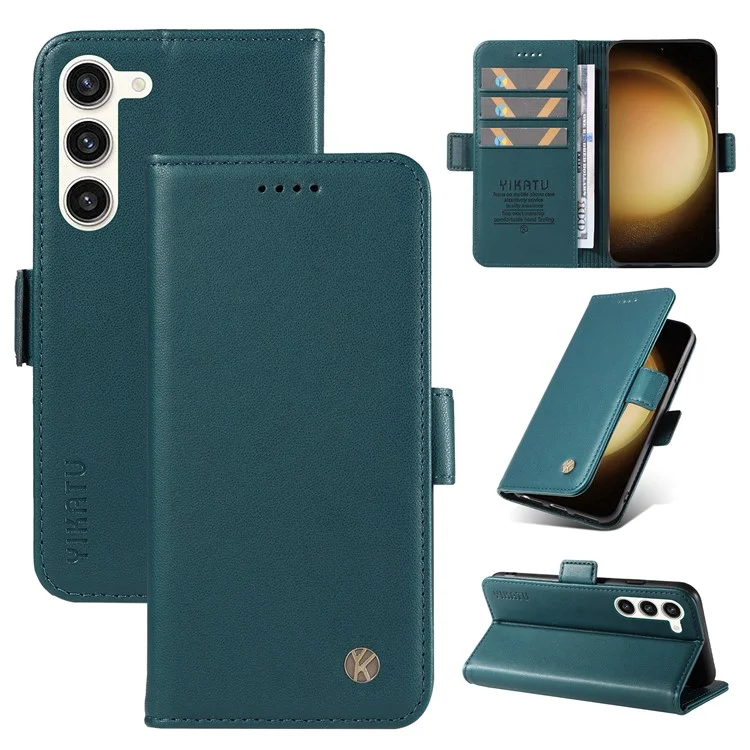 YIKATU YK-003 Para Samsung Galaxy S23 Funda de Cartera Flip Folio de Piel Sintética Soporte Magnético para Teléfono - Verde
