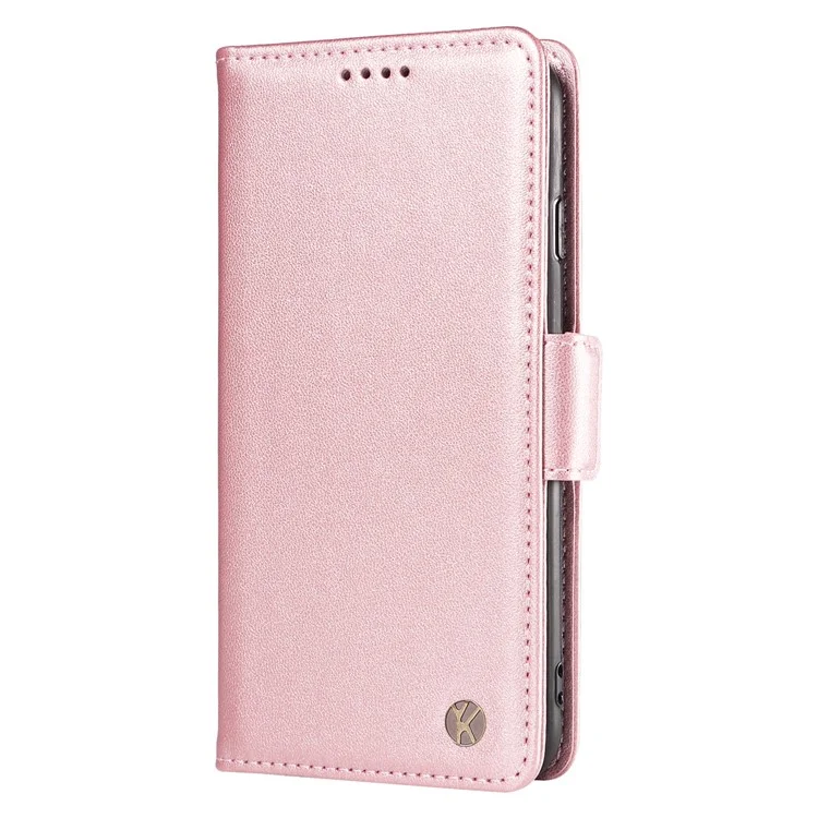 Funda de cuero sintético Flip Cover para Samsung Galaxy S23+ con soporte, color dorado rosa