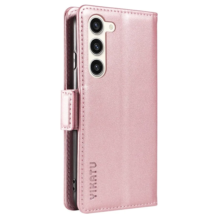 Funda de cuero sintético Flip Cover para Samsung Galaxy S23+ con soporte, color dorado rosa