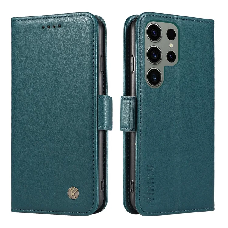 YIKATU YK-003 Pour Samsung Galaxy S23 Ultra Étui en cuir PU Anti-chute Portefeuille Coque de téléphone avec support - Vert