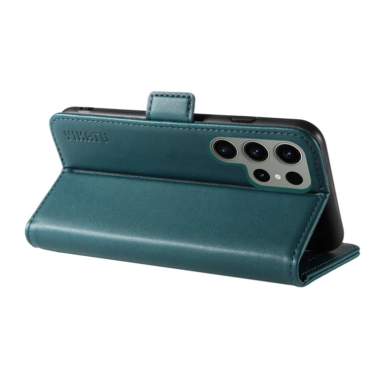 YIKATU YK-003 Pour Samsung Galaxy S23 Ultra Étui en cuir PU Anti-chute Portefeuille Coque de téléphone avec support - Vert