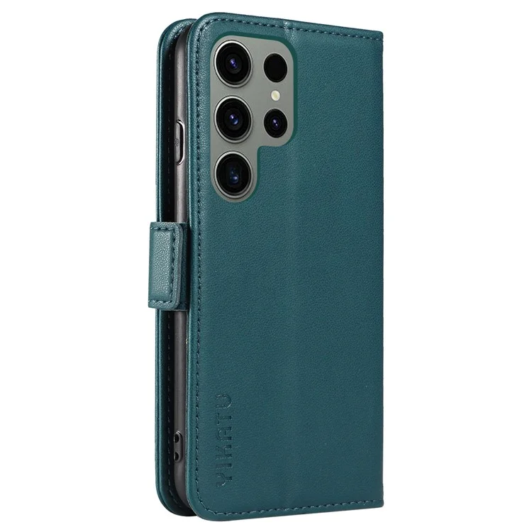 YIKATU YK-003 Pour Samsung Galaxy S23 Ultra Étui en cuir PU Anti-chute Portefeuille Coque de téléphone avec support - Vert