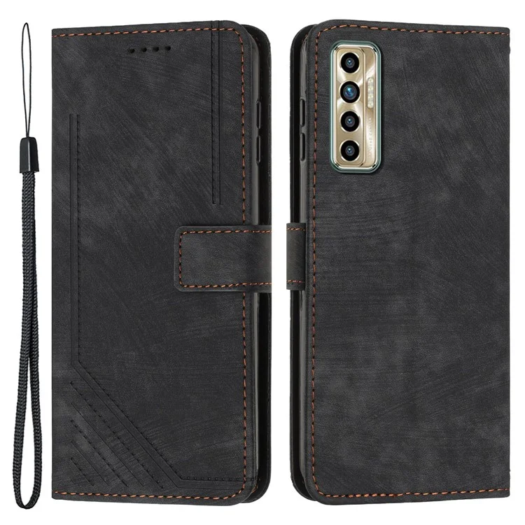 Für TECNO Camon 17P / 17 Pro Anti-Scratch PU-Leder-Brieftasche Telefon Hülle Haut-Berührungs-Flip-Ständer Handy-Abdeckung - Schwarz