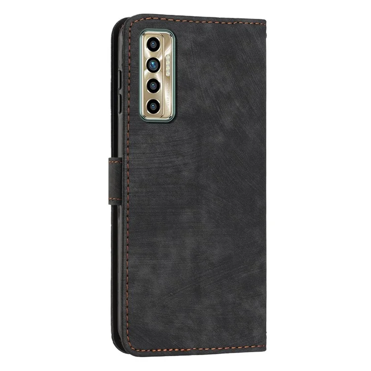 Für TECNO Camon 17P / 17 Pro Anti-Scratch PU-Leder-Brieftasche Telefon Hülle Haut-Berührungs-Flip-Ständer Handy-Abdeckung - Schwarz