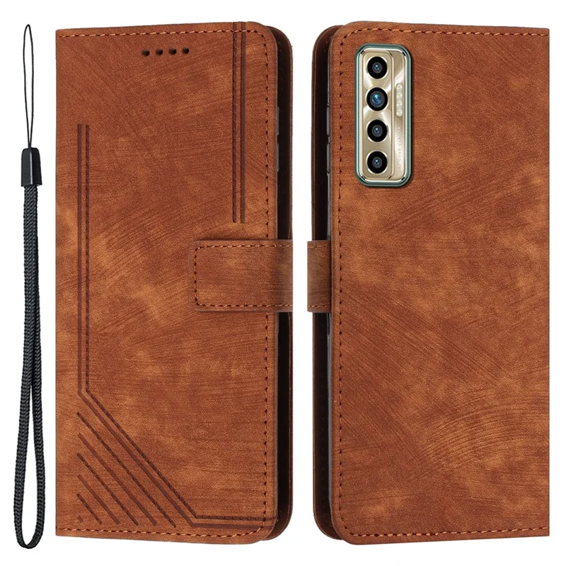 For TECNO Camon 17P / 17 Pro Anti-Scratch PU Leather Wallet Phone Case Skin-Touch Flip Stand Mobile Phone Cover - Brown