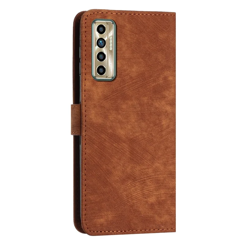 For TECNO Camon 17P / 17 Pro Anti-Scratch PU Leather Wallet Phone Case Skin-Touch Flip Stand Mobile Phone Cover - Brown