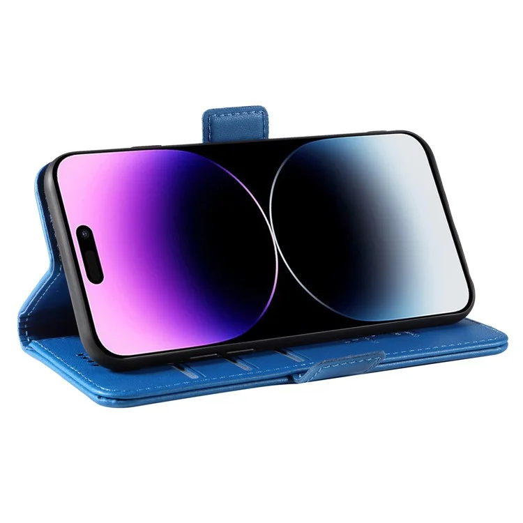 YIKATU YK-003 Étui à rabat en cuir PU pour iPhone 14 Pro, étui portefeuille, coque de téléphone anti-chute - bleu ciel 