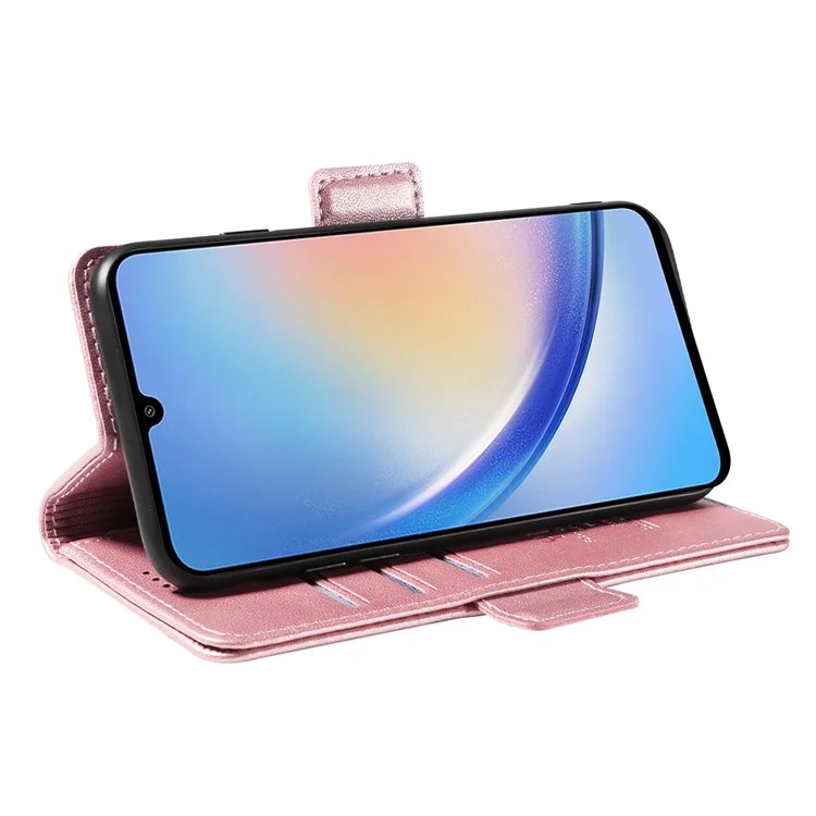 YIKATU YK-003 Para Samsung Galaxy A54 5G Side Clasp Flip Stand Cover Anti-drop PU Leather Wallet Phone Case - Rose Gold