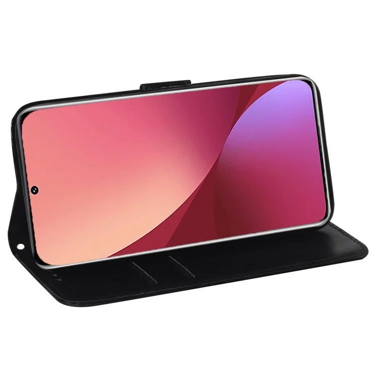 Para Xiaomi 13 Lite / Civi 2 5G Capa de Carteira de Couro PU com Padrão de Flor Cintilante Flip Stand Antiimpacto - Preto