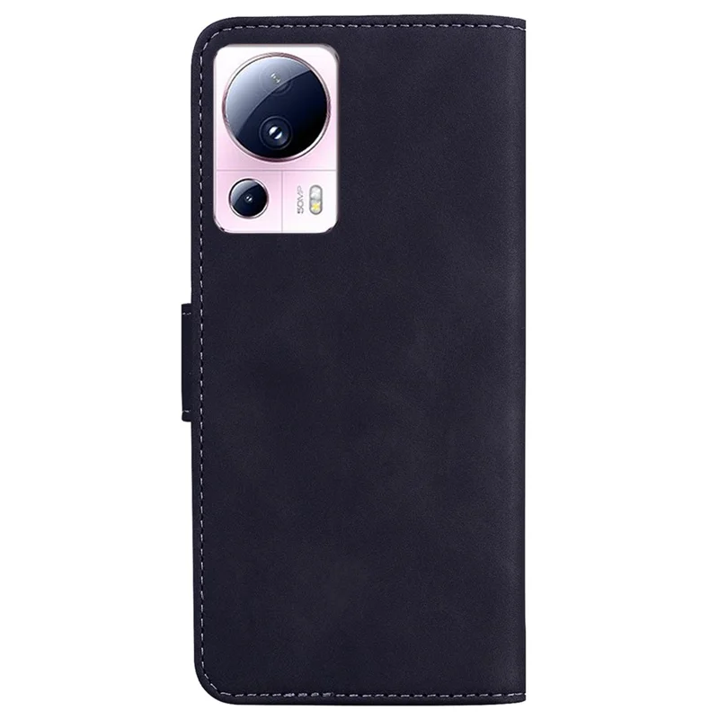 Einfarbiges Handyhülle für Xiaomi 13 Lite / Civi 2 5G, PU-Leder-Brieftasche, Ständer, Stoßfest, Handyhülle - Schwarz