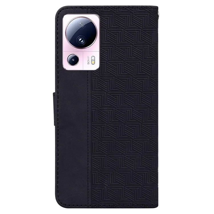 Для Xiaomi 13 Lite / Civi 2 5G Бумажник Кожаный Чехол Геометрический Узор Тиснение Подставка Для Телефона Чехол - Черный