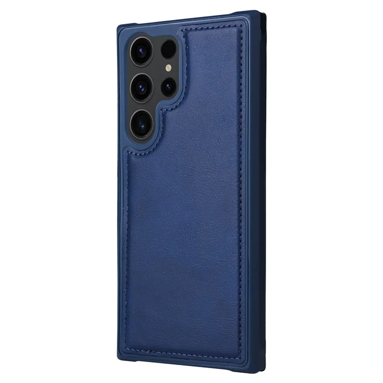 KT Multi-functional Series-4 Zipper Wallet Phone Case for Samsung Galaxy S23 Ultra , PU Leather Stand Detachable Flip Cover - Blue