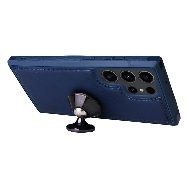 KT Multi-functional Series-4 Zipper Wallet Phone Case for Samsung Galaxy S23 Ultra , PU Leather Stand Detachable Flip Cover - Blue