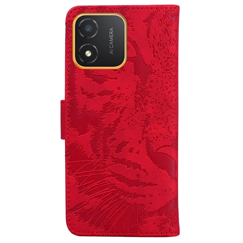 Tijgerbedrukte Hoes voor Honor X5 4G PU Leren Portemonnee Standhoes Stootvaste Telefoonhoes - Rood