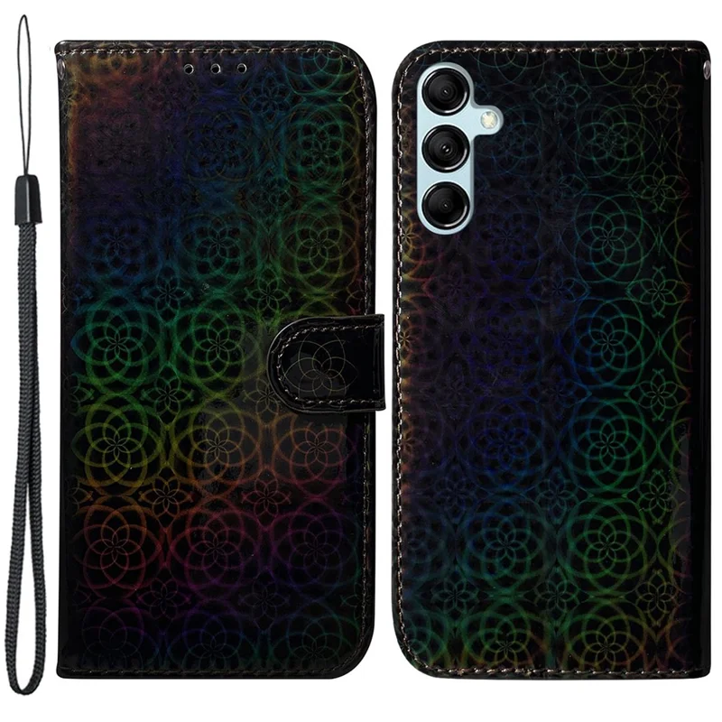 Phone Case for Samsung Galaxy M14 5G , Wallet Dazzling Flower Pattern PU Leather Flip Stand Phone Shell - Black