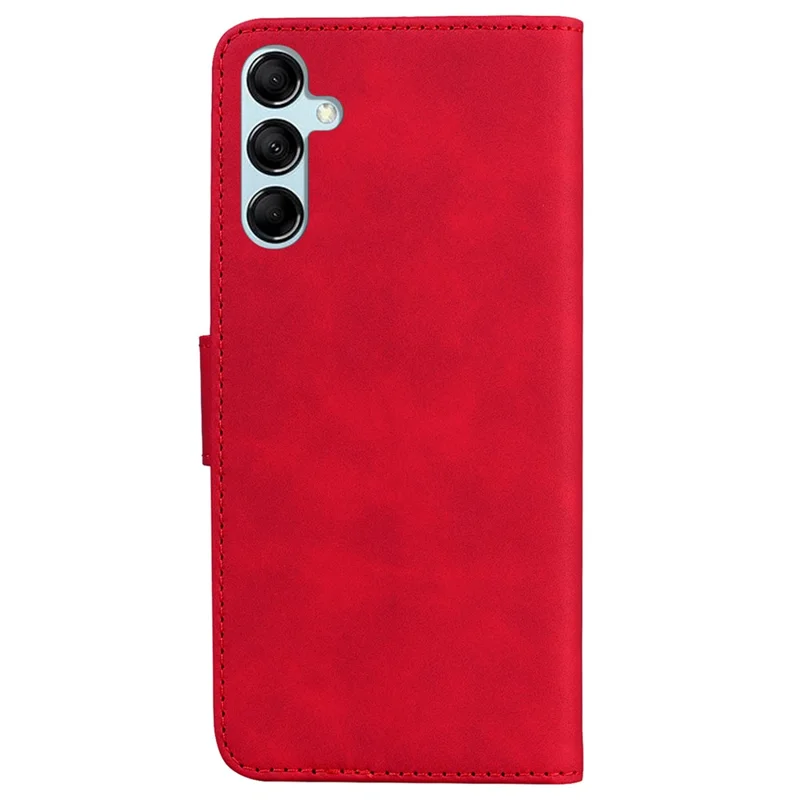 Capa de Telefone de Cor Sólida para Samsung Galaxy M14 5G Resistente a Arranhões, Capa de Carteira de Couro PU com Suporte - Vermelho