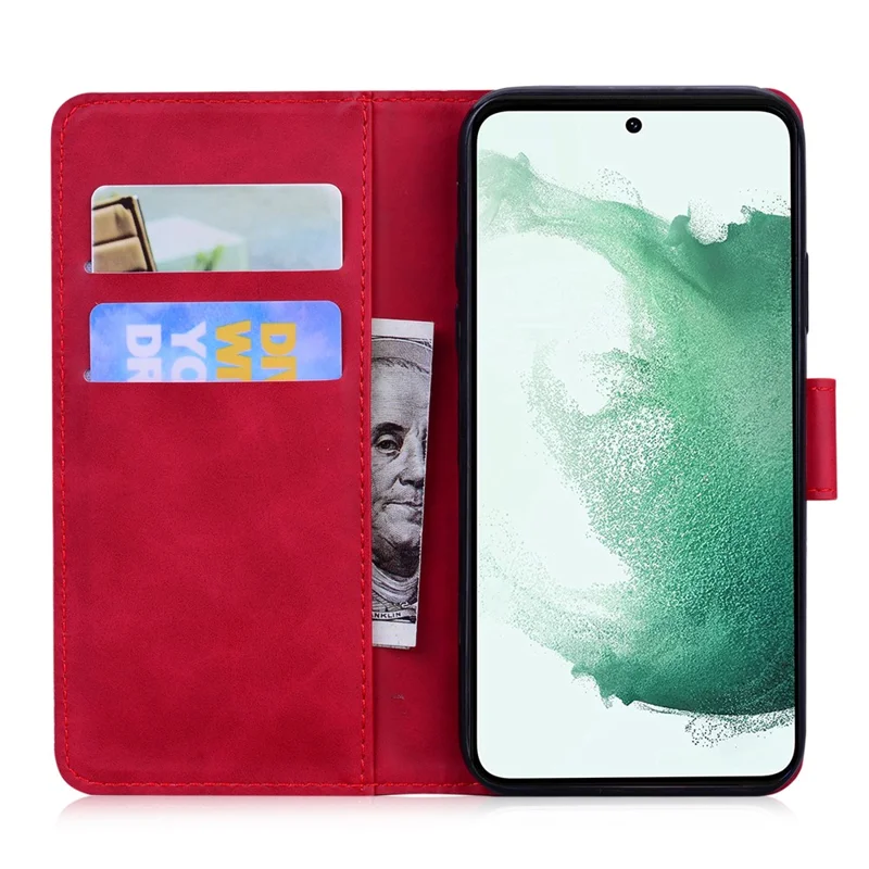 Custodia a portafoglio in pelle PU con stampa di tigre per Samsung Galaxy M14 5G, antiurto, con supporto - Rosso