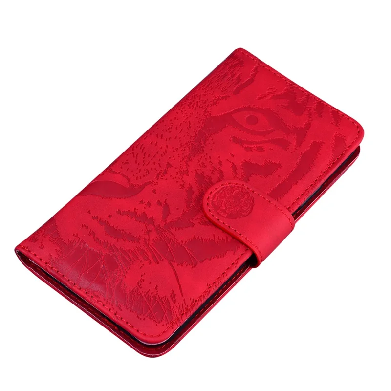 Custodia a portafoglio in pelle PU con stampa di tigre per Samsung Galaxy M14 5G, antiurto, con supporto - Rosso