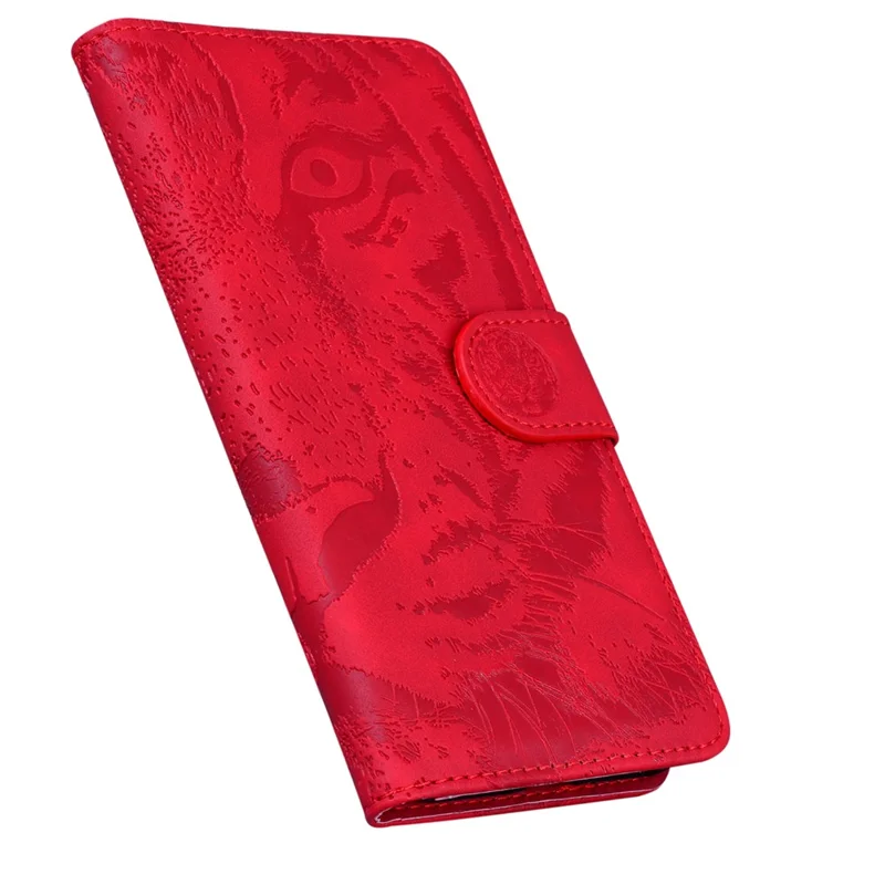 Custodia a portafoglio in pelle PU con stampa di tigre per Samsung Galaxy M14 5G, antiurto, con supporto - Rosso