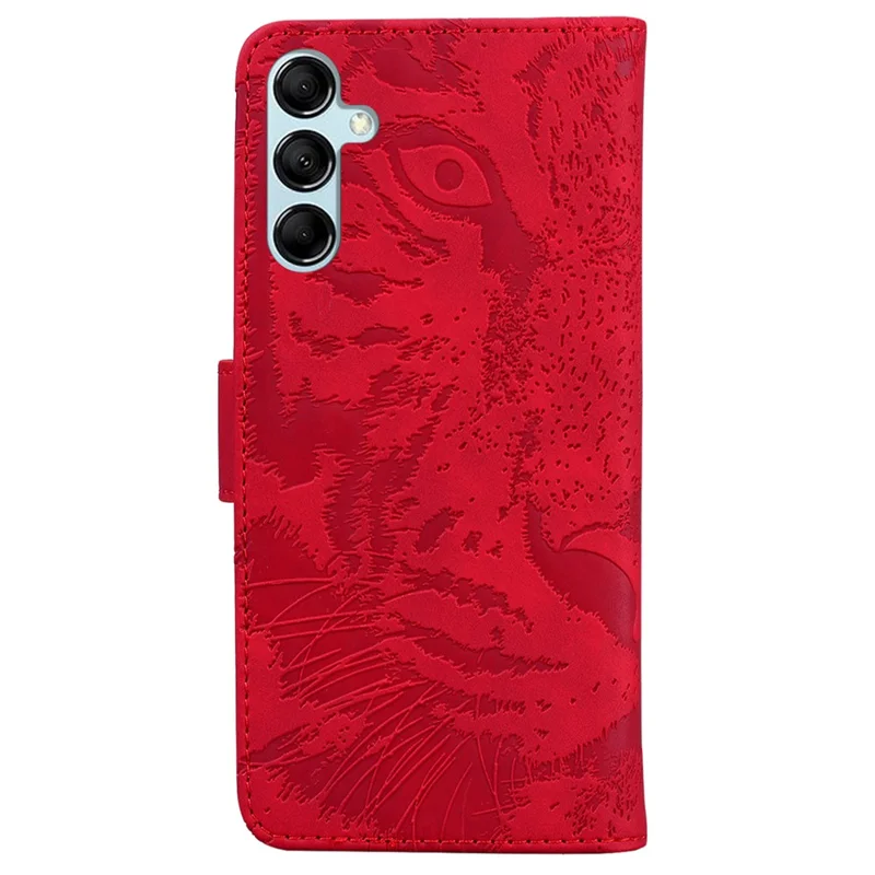 Custodia a portafoglio in pelle PU con stampa di tigre per Samsung Galaxy M14 5G, antiurto, con supporto - Rosso