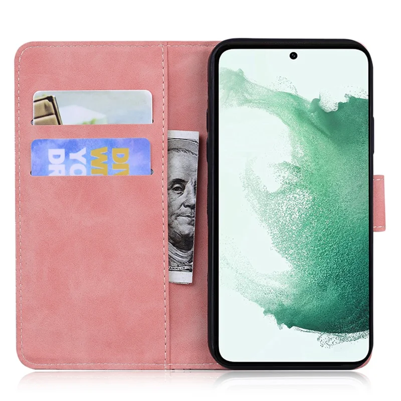 Tiger Imprinted Shell for Samsung Galaxy M14 5G Shockproof PU Leather Wallet Stand Case Phone Cover - Pink