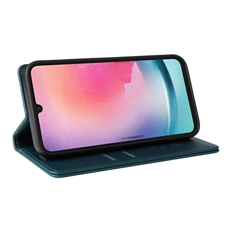 YIKATU YK-001 For Samsung Galaxy A24 4G (162.1 x 77.6 x 8.3mm) PU Leather Flip Cover Wallet Phone Case with Stand - Blue