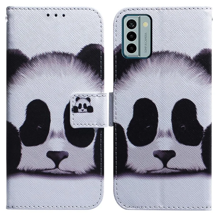 Для Nokia G22 Pattern Printing Phone Case PU Leather Wallet Stand Shockproof Cover Shell - Panda