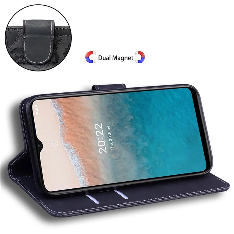 Tiger Imprinted PU Leather Shell for Nokia G22 Wallet Stand Case Shockproof Phone Cover - Black
