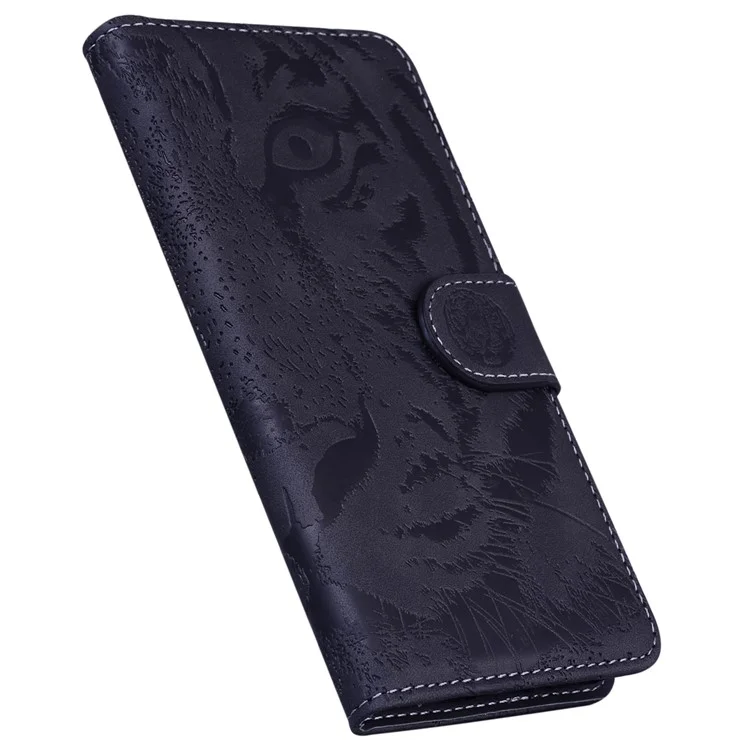 Tiger Imprinted PU Leather Shell for Nokia G22 Wallet Stand Case Shockproof Phone Cover - Black