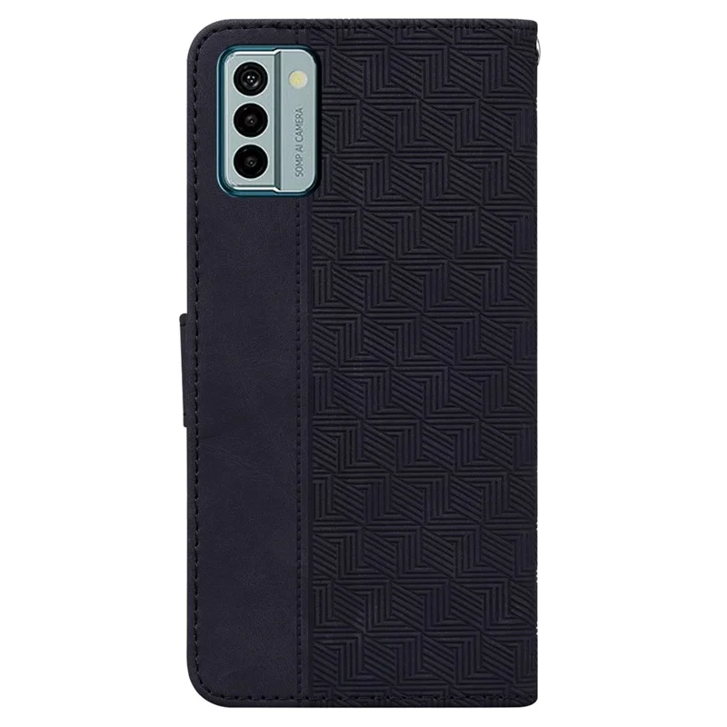 Für Nokia G22 PU-Leder-Geldbörsen-Handyhülle mit Ständer, Geometrie-Muster geprägt - Schwarz