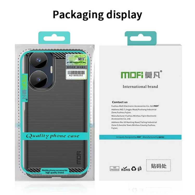 MOFI JK TPU Series-1 For Realme C55 4G Soft TPU Phone Case Carbon Fiber Brushed Anti-Scratch Cover - Black