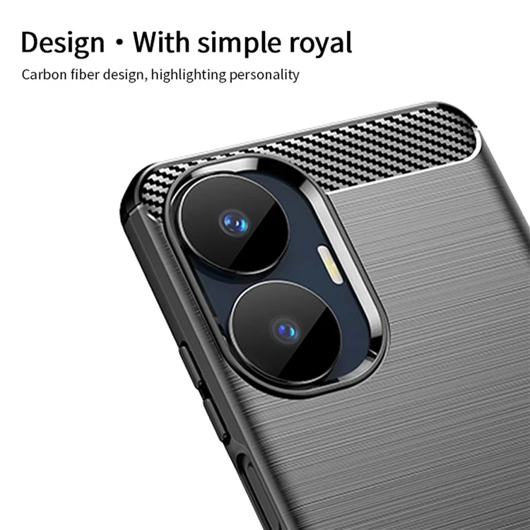 MOFI JK TPU Series-1 For Realme C55 4G Soft TPU Phone Case Carbon Fiber Brushed Anti-Scratch Cover - Black