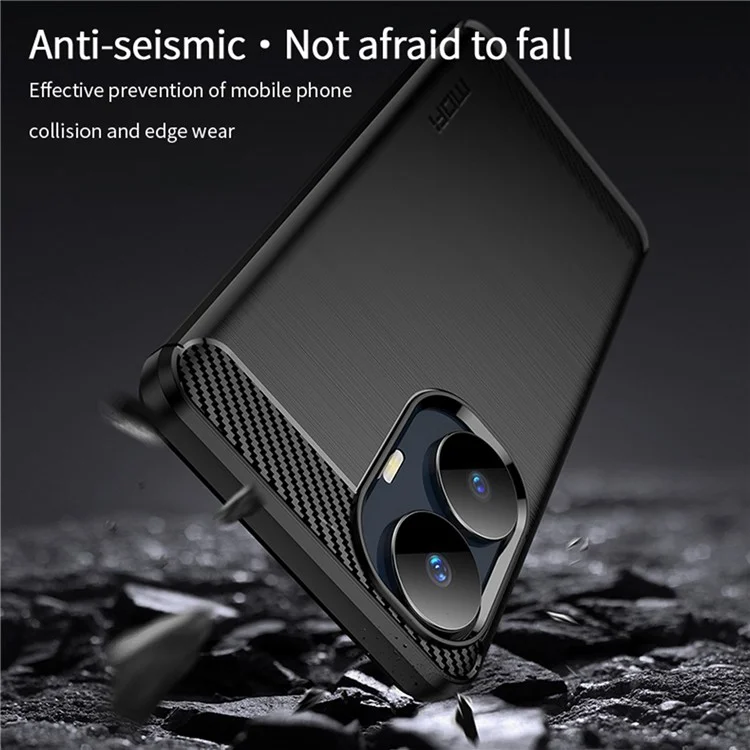 MOFI JK TPU Series-1 For Realme C55 4G Soft TPU Phone Case Carbon Fiber Brushed Anti-Scratch Cover - Black