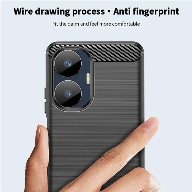 MOFI JK TPU Series-1 For Realme C55 4G Soft TPU Phone Case Carbon Fiber Brushed Anti-Scratch Cover - Black
