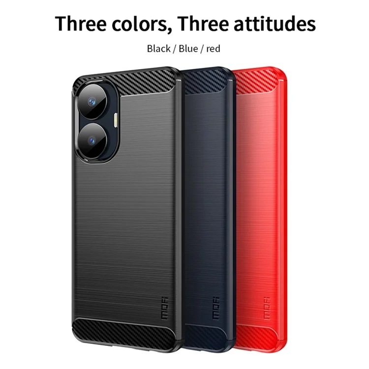 MOFI JK TPU Series-1 For Realme C55 4G Soft TPU Phone Case Carbon Fiber Brushed Anti-Scratch Cover - Black
