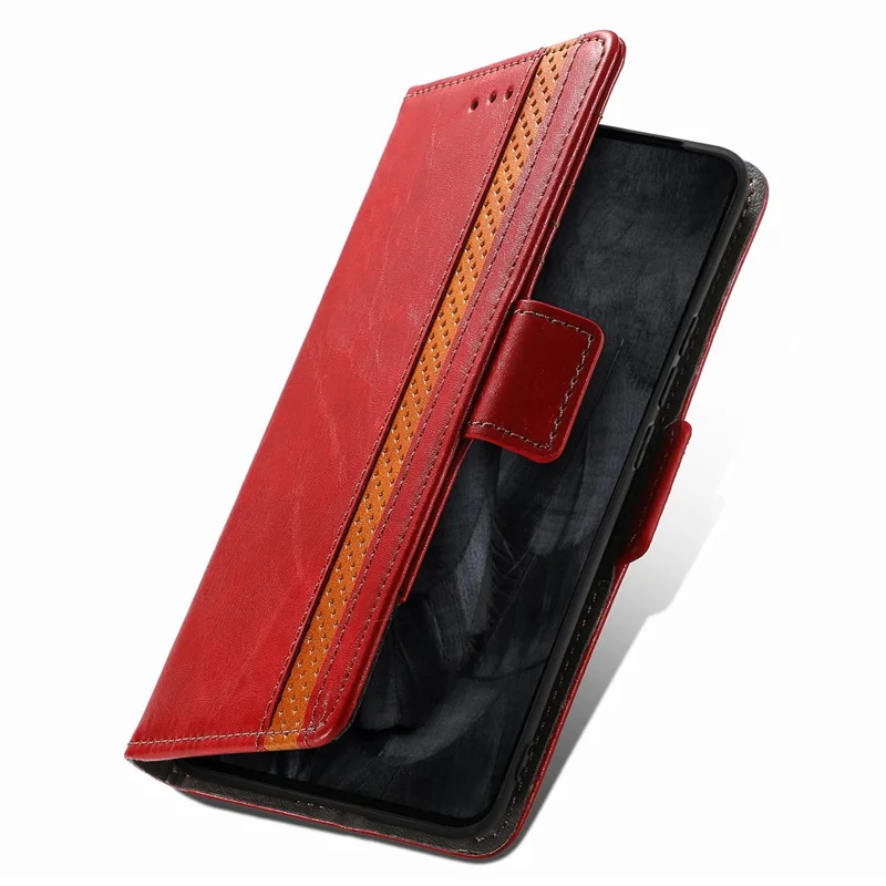 CASENEO 002 Series For Google Pixel 8 Pro Splicing PU Leather Wallet Phone Case Anti-fall Flip Stand Cover - Red