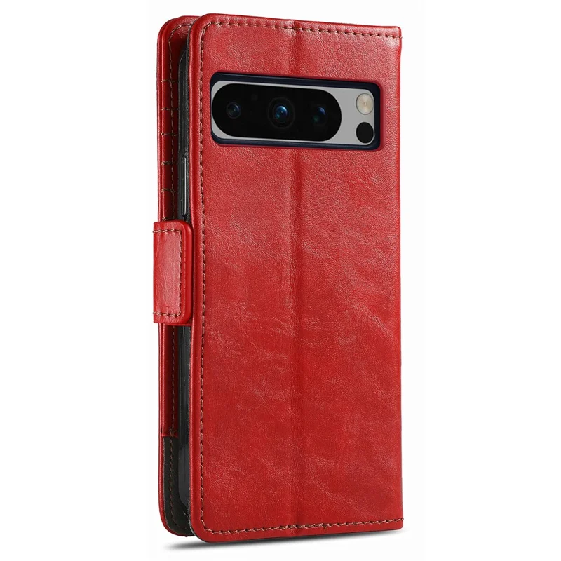 CASENEO 002 Series For Google Pixel 8 Pro Splicing PU Leather Wallet Phone Case Anti-fall Flip Stand Cover - Red