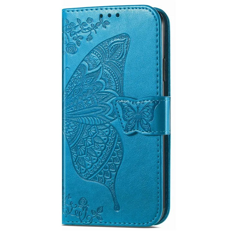 Pour Google Pixel 8 Butterfly Imprint Leather Wallet Cover Shockproof Phone Case with Stand - Bleu