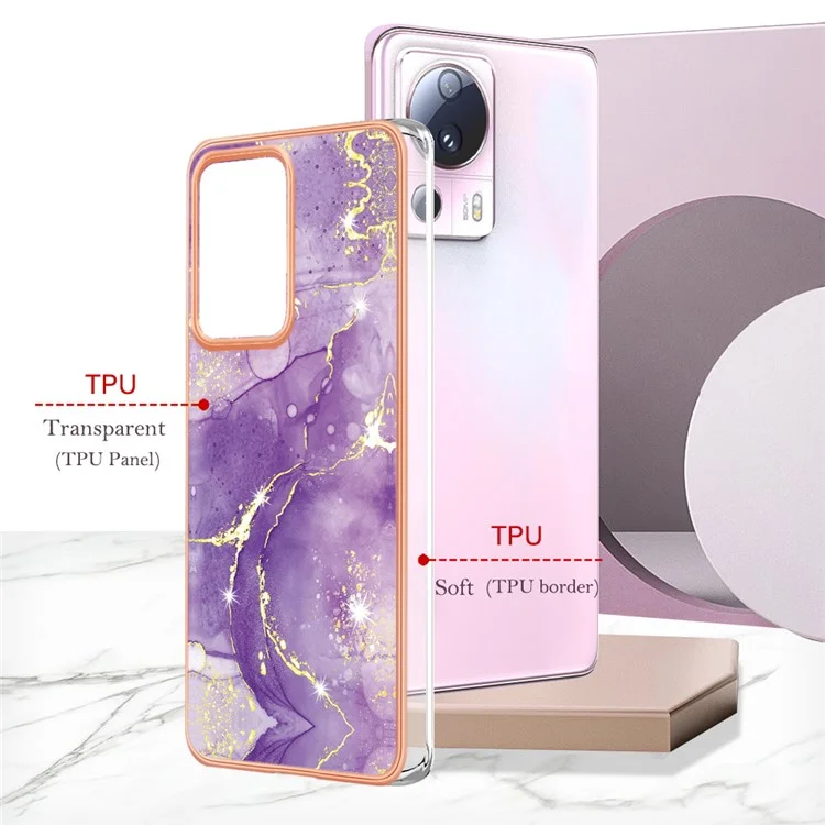 Для Xiaomi 13 Lite / Civi 2 5G YB IMD Series-2 Чехол для телефона с мраморным рисунком, электроплатированный IMD Soft TPU-чехол - фиолетовый 002