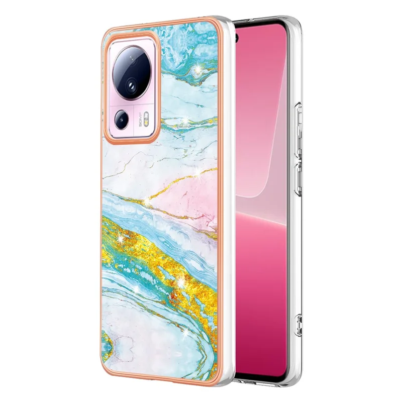Pour Xiaomi 13 Lite / Civi 2 5G YB IMD Série-2 Coque de téléphone à motif marbre Electroplating IMD Soft TPU - Vert 004