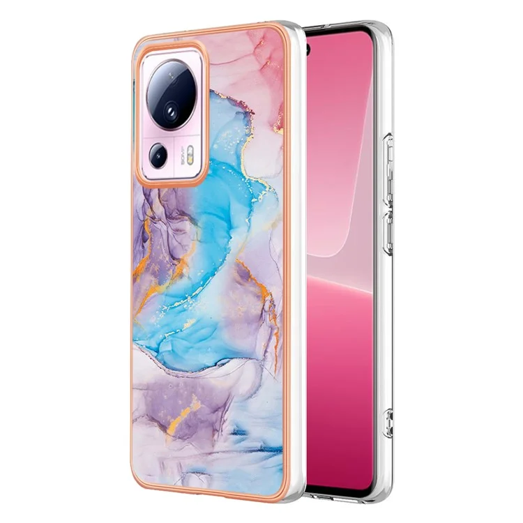 YB IMD Series-1 для Xiaomi 13 Lite / Civi 2 5G TPU Чехол для телефона с мраморным цветочным узором, электрохромное покрытие - Мраморная синяя галактика