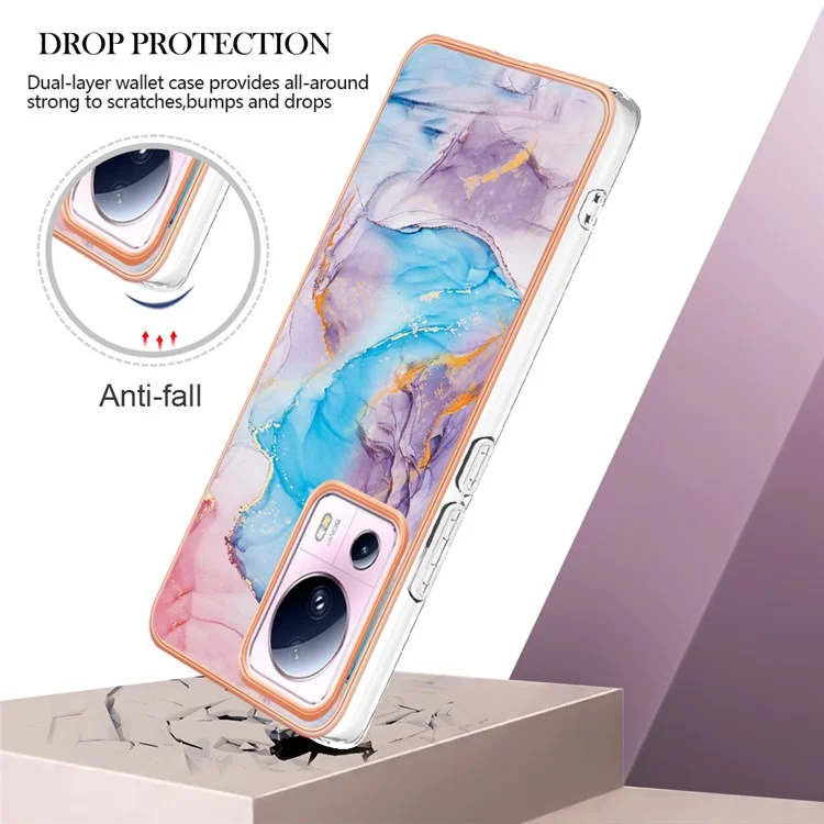 YB IMD Series-1 для Xiaomi 13 Lite / Civi 2 5G TPU Чехол для телефона с мраморным цветочным узором, электрохромное покрытие - Мраморная синяя галактика