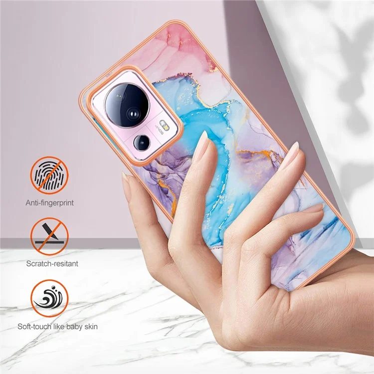YB IMD Series-1 для Xiaomi 13 Lite / Civi 2 5G TPU Чехол для телефона с мраморным цветочным узором, электрохромное покрытие - Мраморная синяя галактика