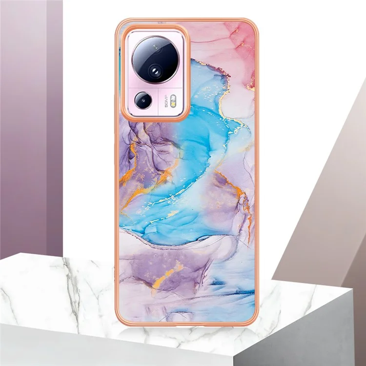 YB IMD Series-1 для Xiaomi 13 Lite / Civi 2 5G TPU Чехол для телефона с мраморным цветочным узором, электрохромное покрытие - Мраморная синяя галактика